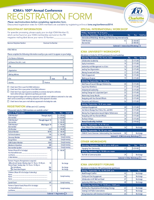 2014 Annual Conference Registration Form